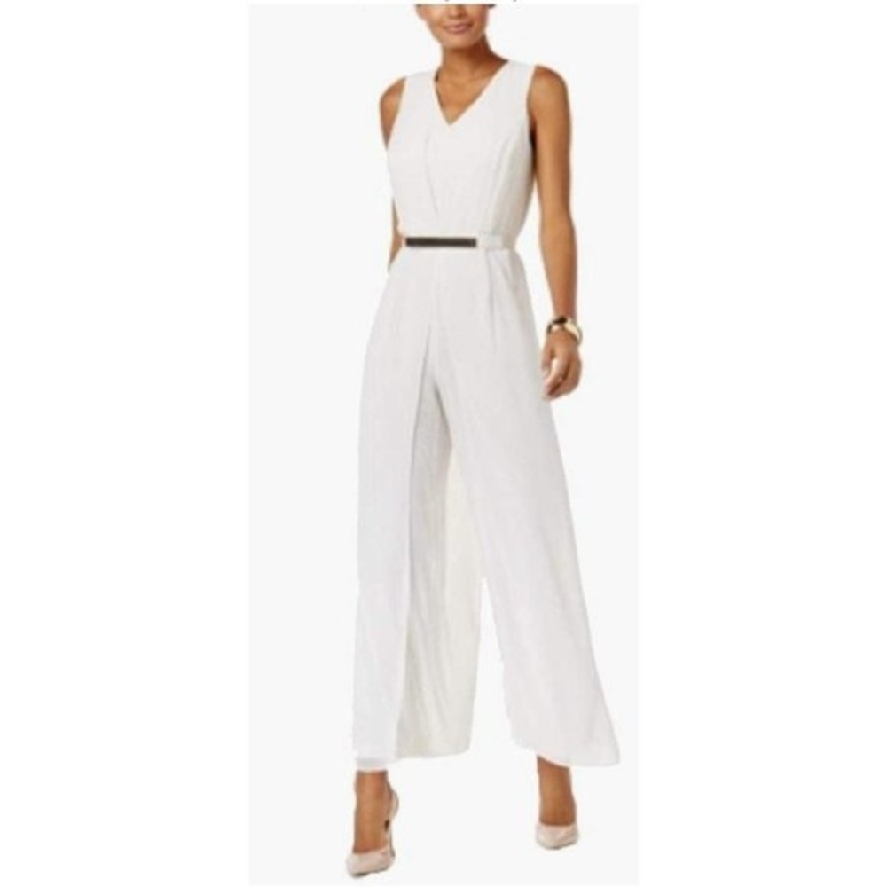 Thalia Sodi white chiffon jumpsuit